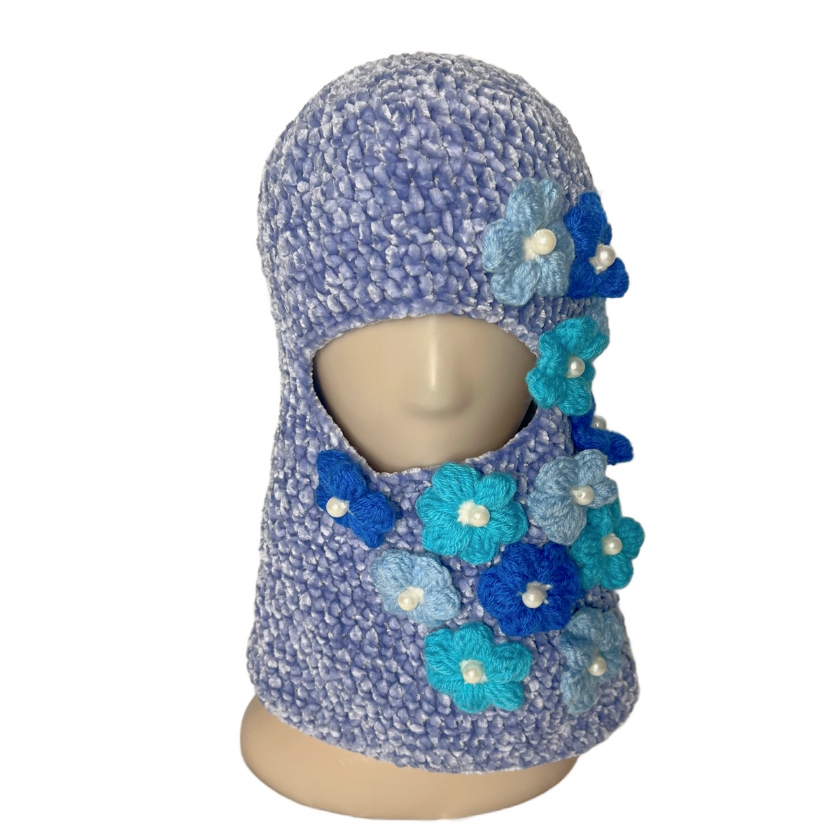 Floral Ski Mask Hand Crocheted