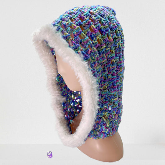 Funkytown, Hand Crocheted hoodie hat