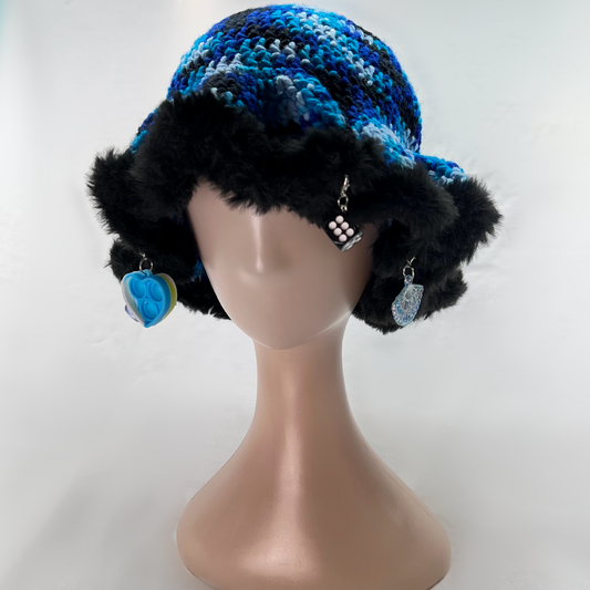 Im Blue, Hand Crocheted Bucket hat