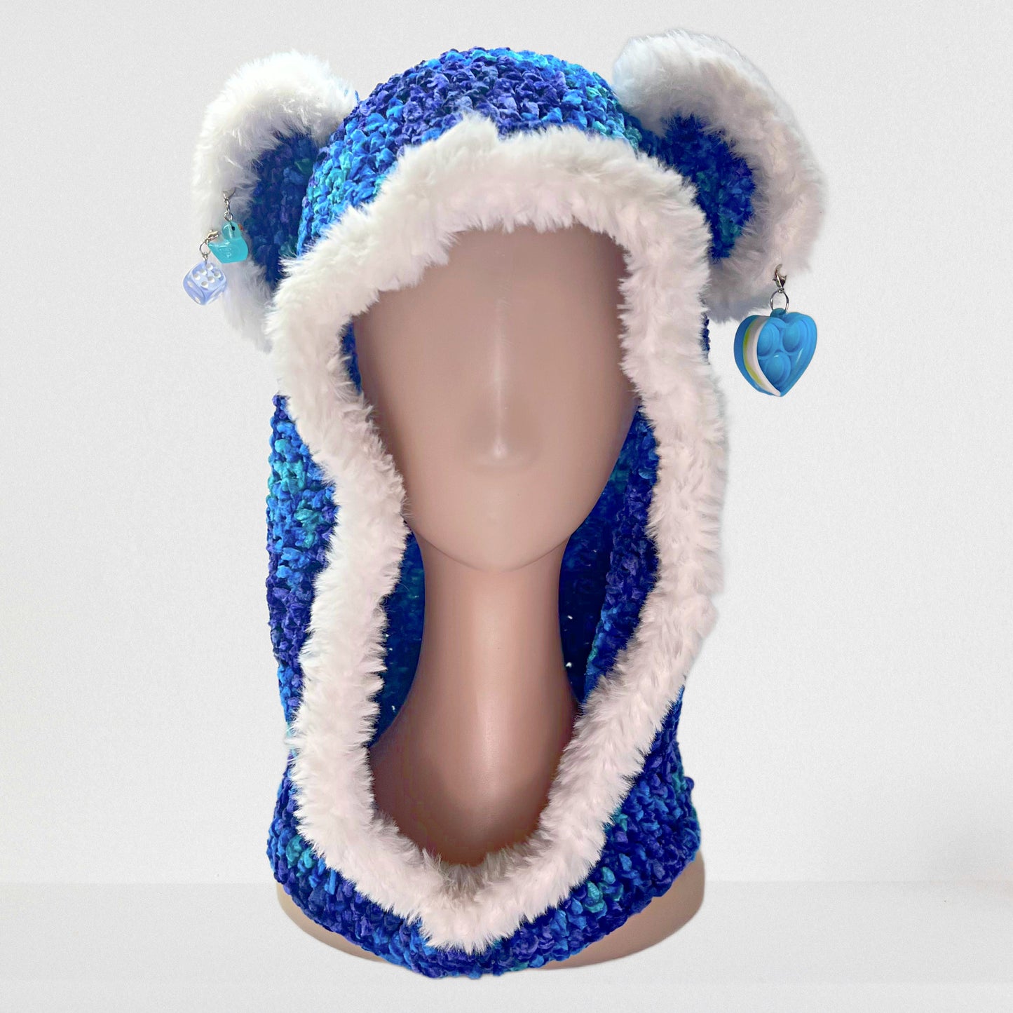 Blue Lava, Hand Crocheted hoodie hat
