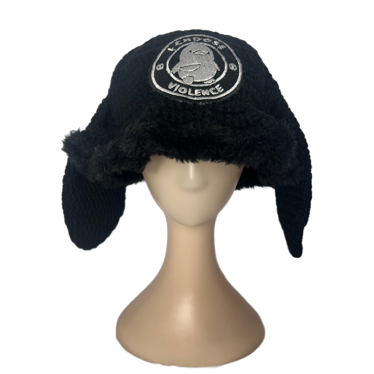 Black Bunny Hand Crocheted Bucket Hat